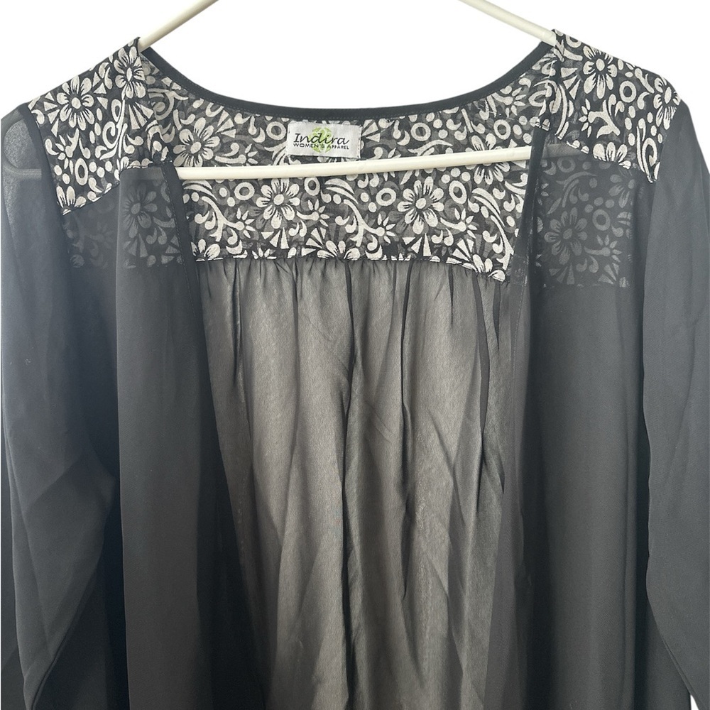 Black Sheer 3/4th Sleeves Special Ocassions Summer Kimono Size Medium - Picture 3 of 6